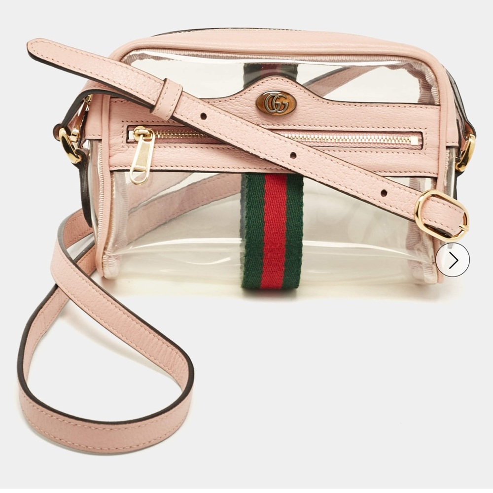 Gucci GG Marmont Ophidia Mini Vinyl Bag Clear Bag Pink Stadium Concert bag